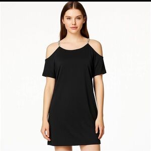 Michael Kors Cold Shoulder Chain Strap Mini Dress Size S